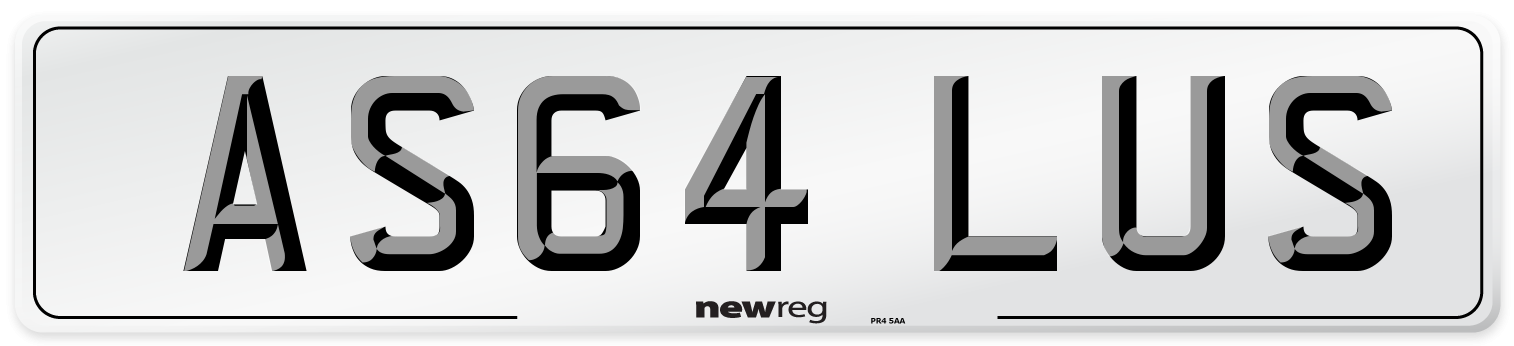 AS64 LUS Number Plate from New Reg